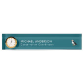 Atlantic Puffin Stylish Teal Personalized Namensplakette (Vorderseite)