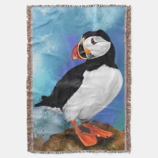 Atlantic Puffin Throw Blanket Decke (Vorderseite Vertikal)
