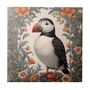 Atlantic Puffin William Morris Inspiriert Fliese