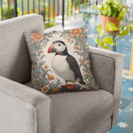 Atlantic Puffin William Morris Inspiriert Kissen