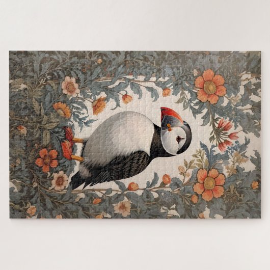 Atlantic Puffin William Morris Inspiriert Puzzle (Horizontal)