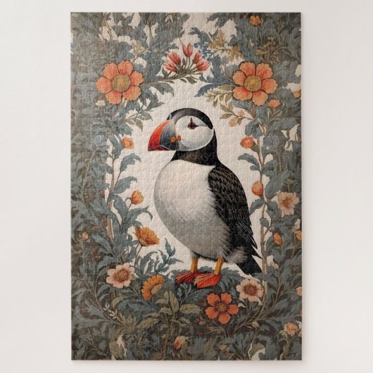Atlantic Puffin William Morris Inspiriert Puzzle (Vertikal)