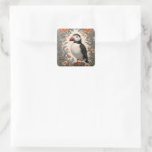 Atlantic Puffin William Morris Inspiriert Quadratischer Aufkleber (Tasche)