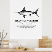 Atlantic Swordfish Scientific Illustration  Poster (Küche)