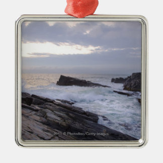 Atlantik am Sonnenaufgang in Maine Silbernes Ornament