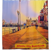 Atlantik City Beach Boardwalk Pop Art Duschvorhang (Vorderseite)