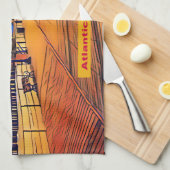 Atlantik City Beach Boardwalk Pop Art Geschirrtuch (Viertel Falte)