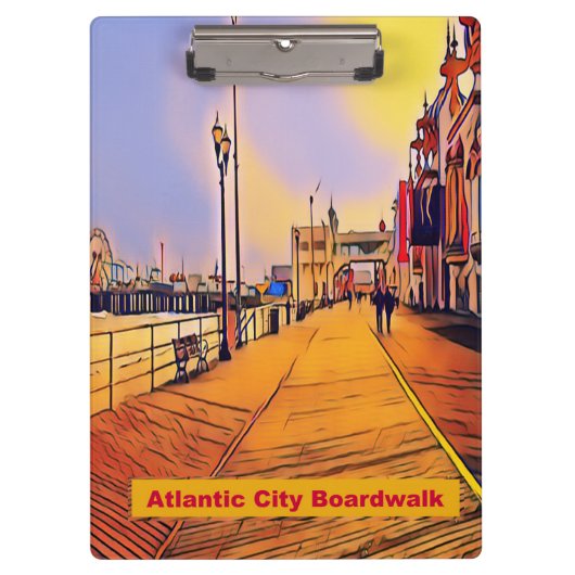 Atlantik City Beach Boardwalk Pop Art Klemmbrett (Vorderseite)
