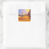 Atlantik City Beach Boardwalk Pop Art Quadratischer Aufkleber (Tasche)