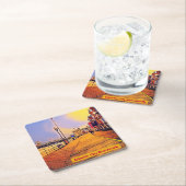 Atlantik City Beach Boardwalk Pop Art Rechteckiger Pappuntersetzer (Vor Ort)