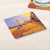 Atlantik City Beach Boardwalk Pop Art Rechteckiger Pappuntersetzer (angewinkelt)