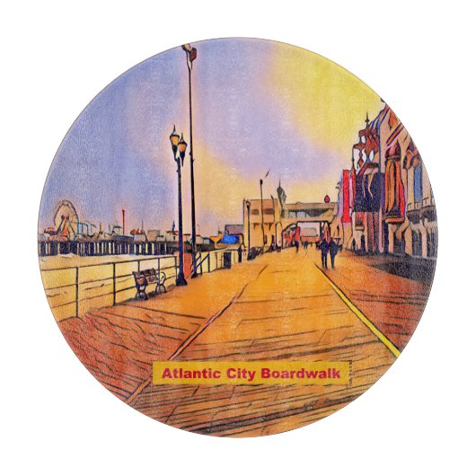 Atlantik City Beach Boardwalk Pop Art Schneidebrett (Vorderseite)