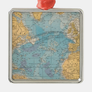 Atlantik-Karte Ornament Aus Metall