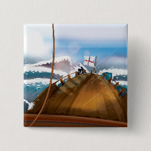 Atlantik-Ozean-Sturm-Schiff Button