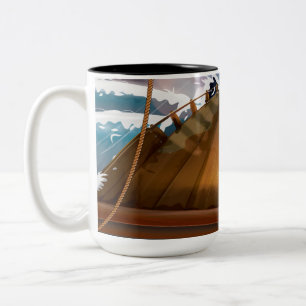 Atlantik-Ozean-Sturm-Schiff Zweifarbige Tasse