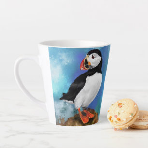 Atlantik-Papageientaucher-Vogel Latte-Tasse - Male Milchtasse