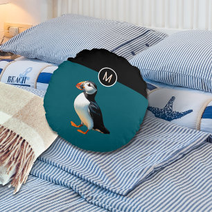 Atlantik-Papageientaucher Vogel Ozean Blau Wildtie Rundes Kissen