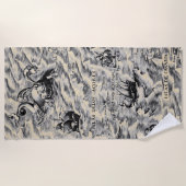 Atlantik und Azoren Vintage Weltkarte Strandtuch (Vorderseite)