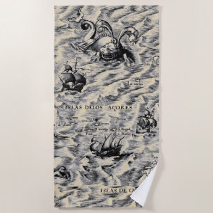 Atlantik und Azoren Vintage Weltkarte Strandtuch