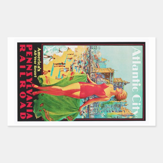 Atlantikstadt Rechteckiger Aufkleber (Vorderseite)