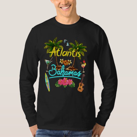 Atlantis Bahamas Beach Summer Palm Surf Sun Set Pa T-Shirt (Vorderseite)