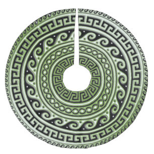 Atlantis Green Griechischer Schlüssel Polyester Weihnachtsbaumdecke