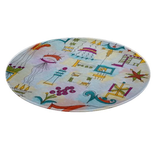 Atlantis Hand bemalt Moderne Wasserfarben Kunst Schneidebrett (Ecke)