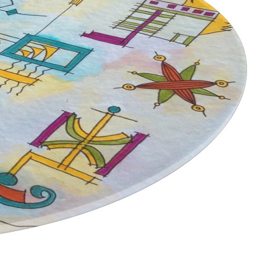 Atlantis Hand bemalt Moderne Wasserfarben Kunst Schneidebrett (Ecke)