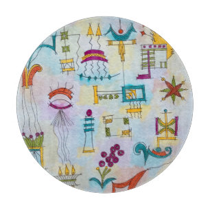 Atlantis Hand bemalt Moderne Wasserfarben Kunst Schneidebrett