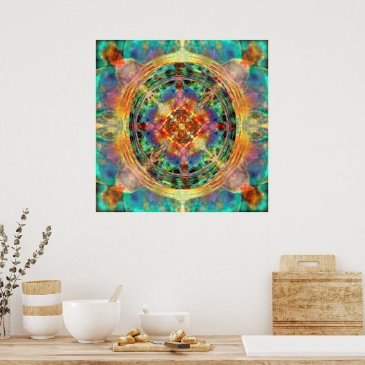 Atlantis inspiriert Rainbow Mandala Blue und Gold Poster (Küche)