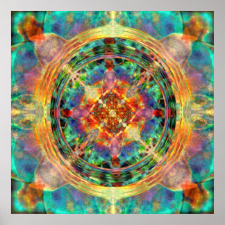 Atlantis inspiriert Rainbow Mandala Blue und Gold Poster