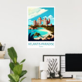 Atlantis Paradies Vintage Reiseposter Ski Poster (Heimbüro)