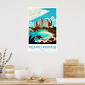 Atlantis Paradies Vintage Reiseposter Ski Poster (Küche)