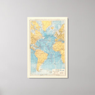 Atlantische Ozeankarte Leinwanddruck