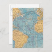 Atlantische Ozeankarte Postkarte (Vorne/Hinten)