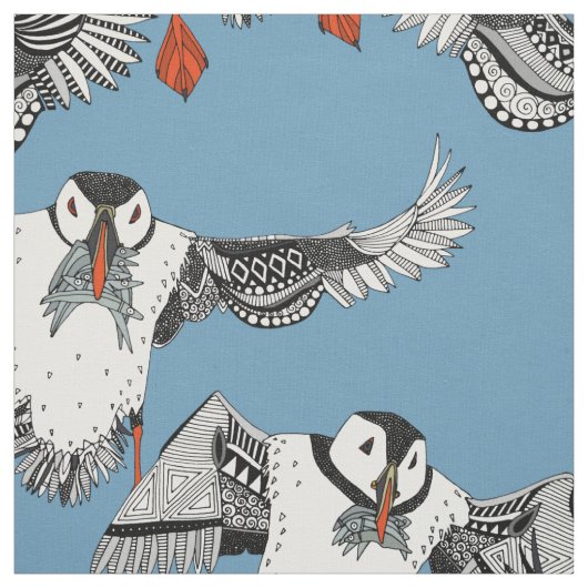 Atlantische Papageientaucher blau Stoff (Muster)