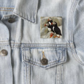Atlantische Puffen auf der Insel Machias Siegel Button (Beispiel)