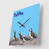 Atlantische Puffen Quadratische Wanduhr (Winkel)