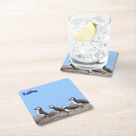 Atlantische Puffen Rechteckiger Pappuntersetzer (Vor Ort)