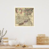 Atlantische und Pazifische Eisenbahn Karte 1873 Poster (Küche)