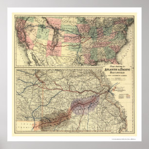 Atlantische und Pazifische Eisenbahn Karte 1873 Poster