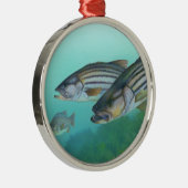 Atlantischer Bassfisch Morone Saxatilis Silbernes Ornament (Rechts)