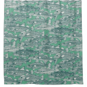 Atlantischer Kabeljau dunkles Teal-Pfefferminz Duschvorhang (Vorderseite)