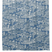 Atlantischer Kabeljau Kobalt Denim Duschvorhang (Vorderseite)