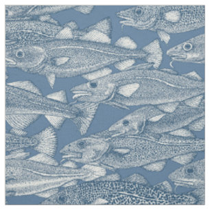 Atlantischer Kabeljau Kobalt Denim Stoff