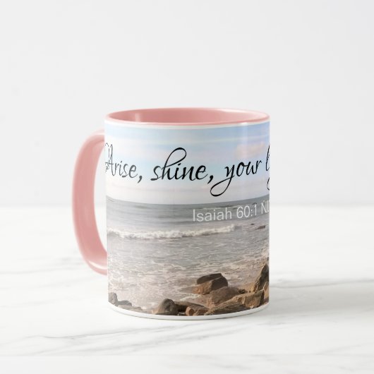 Atlantischer Ozean Bibel Verse Sea Waves Rosa Tasse (Vorderseite Links)