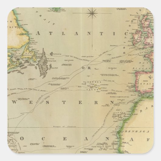 Atlantischer Ozean Quadratischer Aufkleber (Vorderseite)