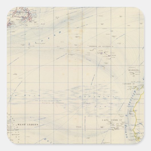 Atlantischer Ozean Quadratischer Aufkleber (Vorderseite)