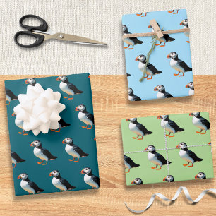 Atlantischer Papageientaucher Küstenwildtiere Seev Geschenkpapier Set