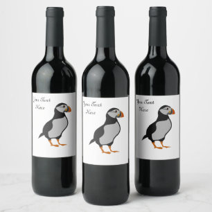 Atlantischer Puffin Stehend Weinetikett